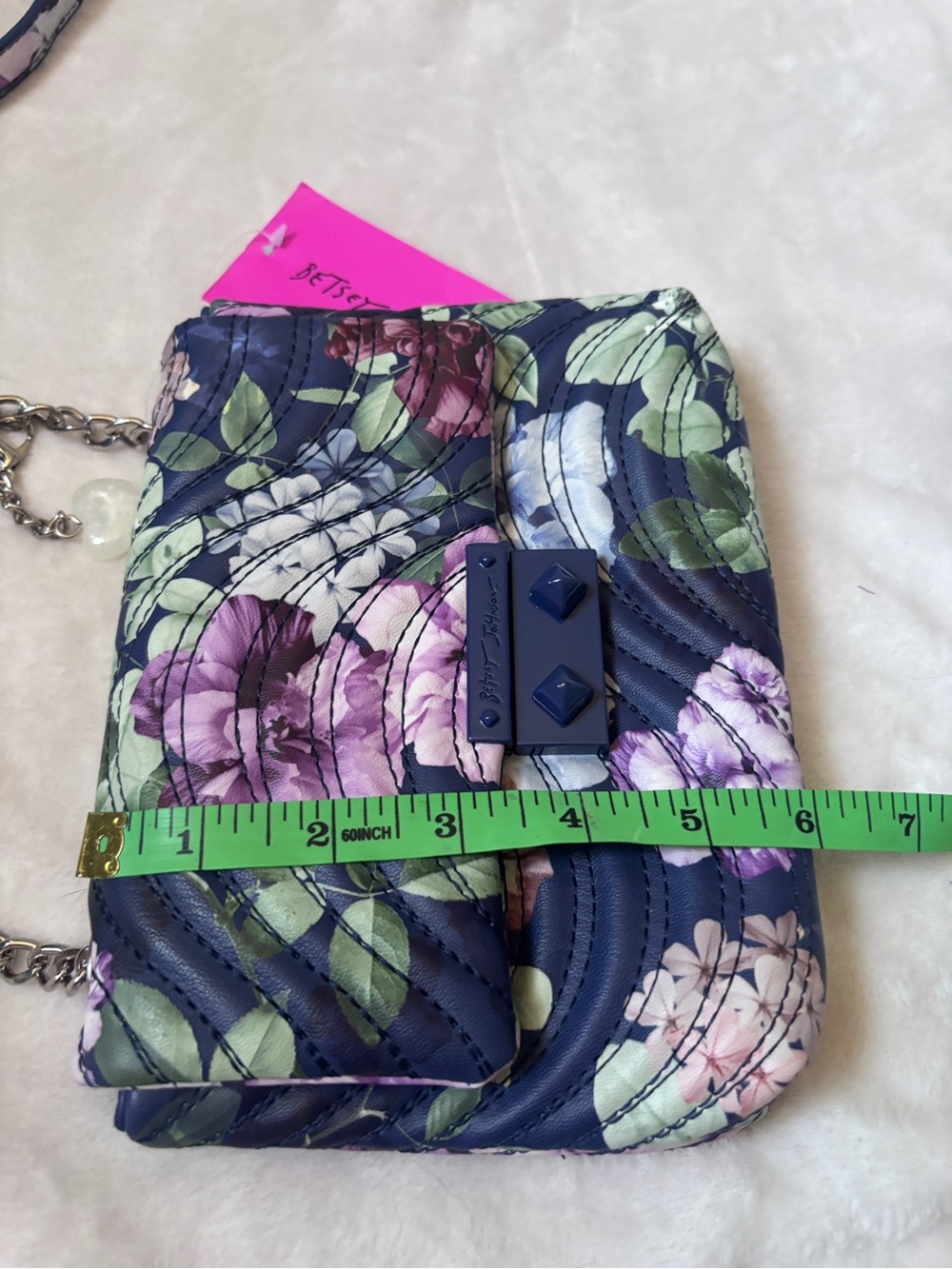 Betsey Johnson Xoellie Floral Crossbody Bag NWT Blue Purple Quilted - Picture 10 of 12